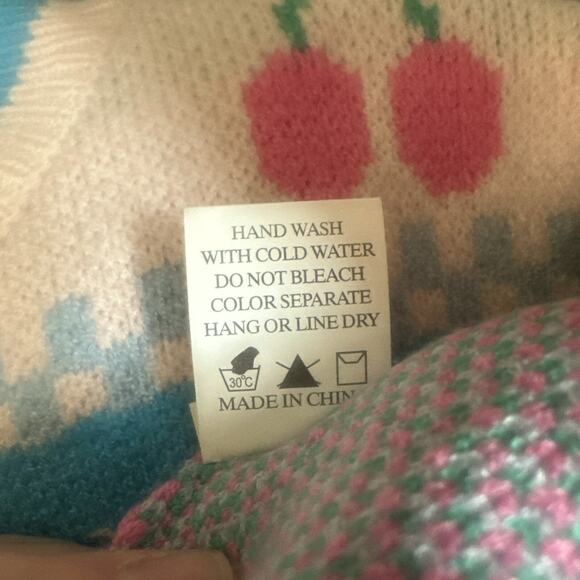 LUNA IVY Sweater Vest Womens XS Pastel Babycore Puppies Clouds Berries Flowers - Picture 9 of 11